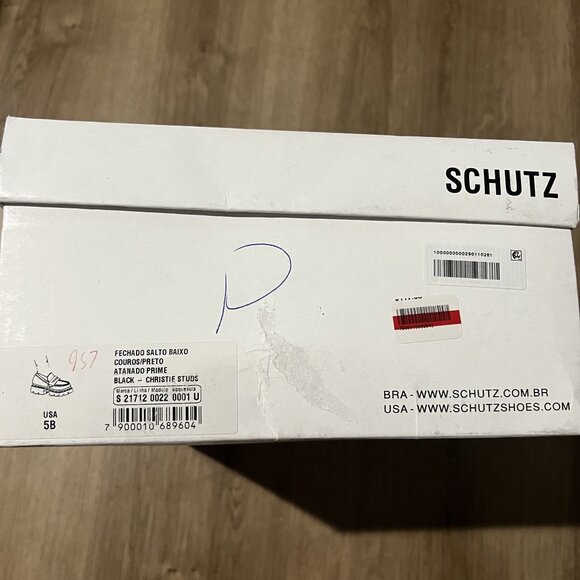 NWT Schutz Black Leather Christie Studded Loafers Size 5B chunky sole NEW - Picture 6 of 10